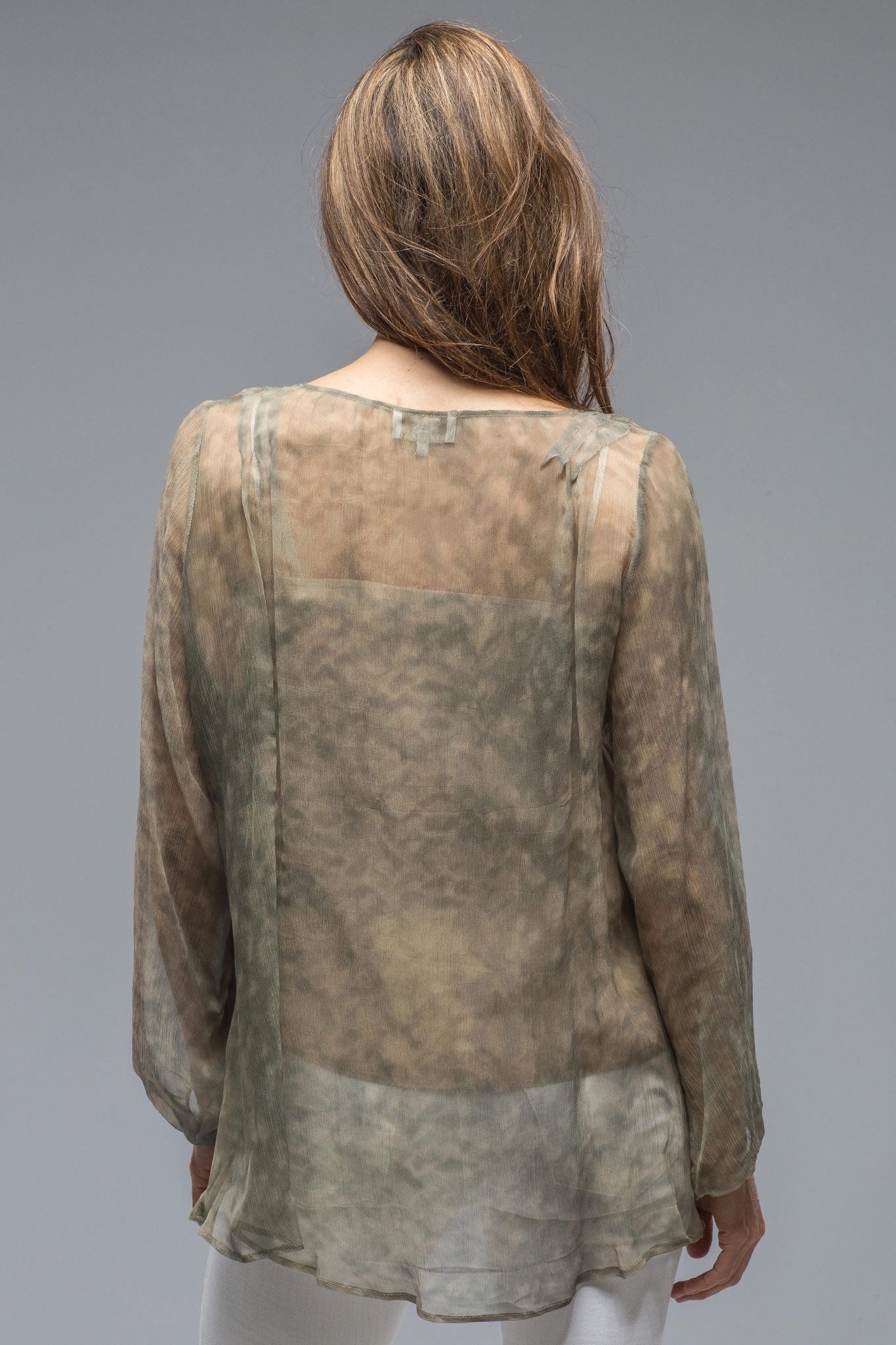 T.ba Giselle Shirt W/ Taupe Cami In Green Print Ladies - Blouses