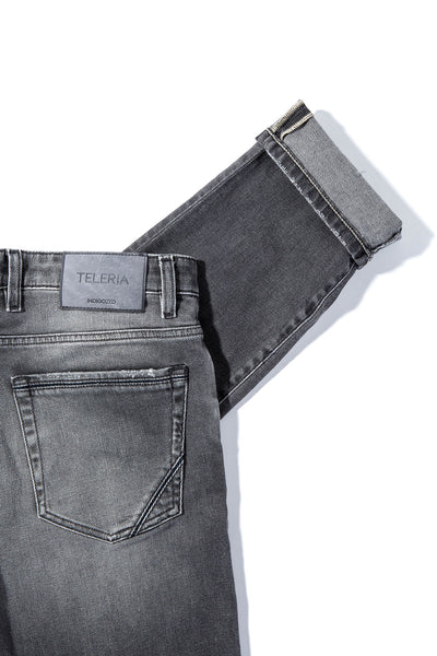 Teleria Zed Hayden Stretch Denim In Mid Grey Mens - Pants - 5 Pocket