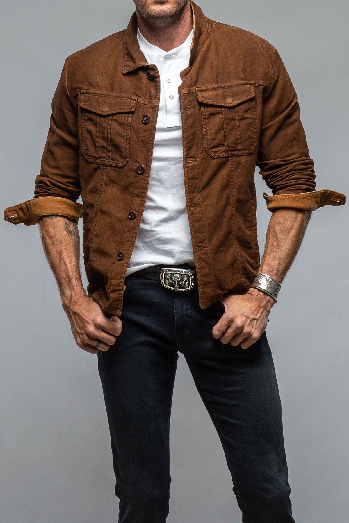 Trace Overdyed Moleskin Overshirt | Mens - Outerwear - Overshirts | Teleria Zed